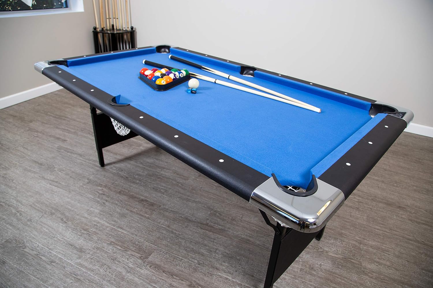 Hathaway Fairmont Folding Pool Table for Family & Home Use Includes Full Set of Billiard Balls, Cues, Chalk, Triangle and Carrying Bag, Portable Space-Saving Table