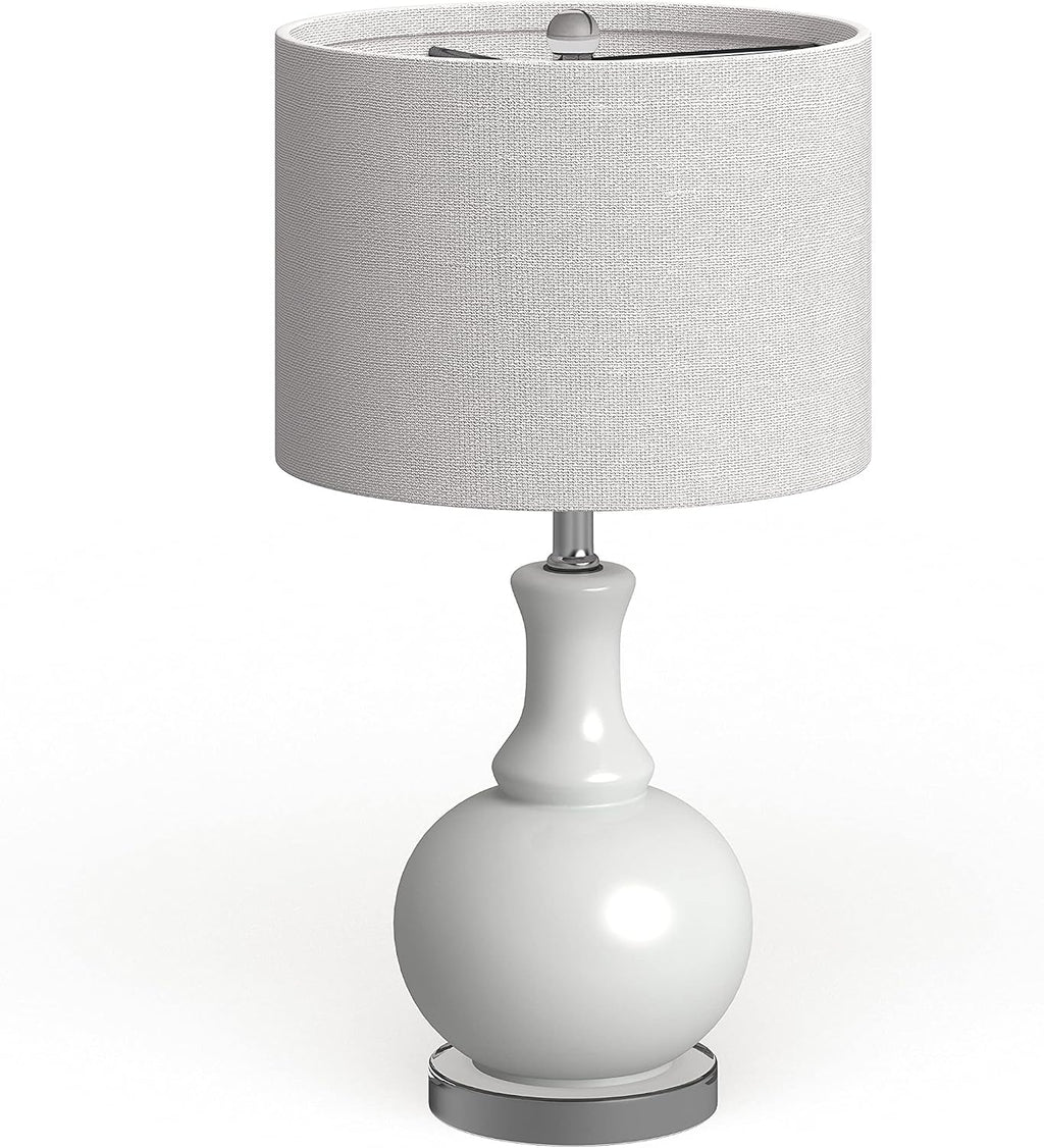 SAFAVIEH Lighting Collection Franny Modern Contemporary White Glass 28-inch Bedroom Living Room Home Office Desk Nightstand Table Lamp Set of 2 (LED Bulbs Included)