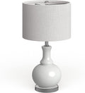 SAFAVIEH Lighting Collection Franny Modern Contemporary White Glass 28-inch Bedroom Living Room Home Office Desk Nightstand Table Lamp Set of 2 (LED Bulbs Included)