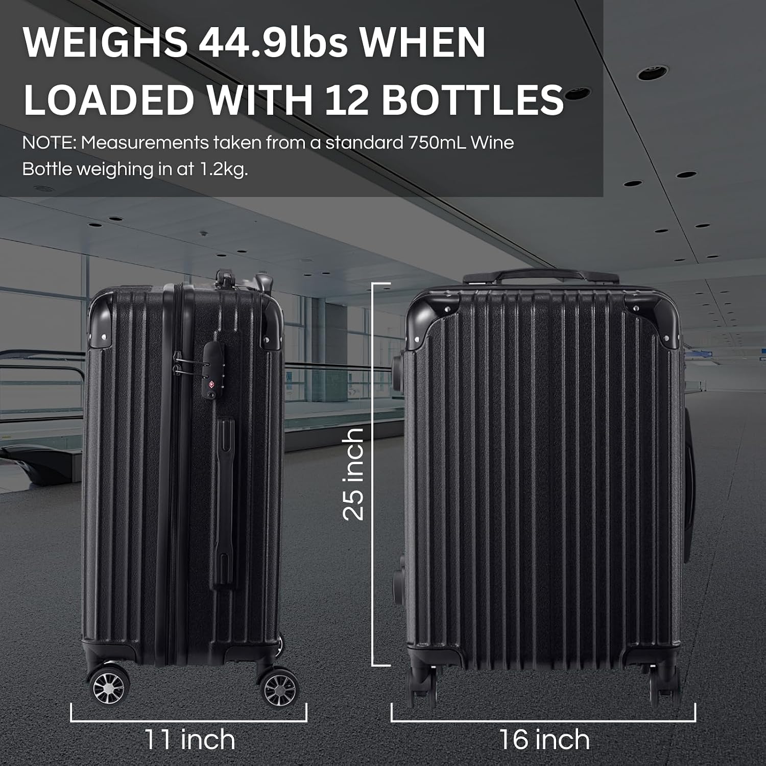 Wine Bottle Suitcase | Holds 12 Standard 750 ML Size Bottles | Universal Airplane Luggage Case, TSA Approved Wheeled Bag For Professionals and Consumers, Gift For Wine Lovers & Connoisseurs