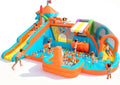 Water Bounce House for Big Kids 8-12, Double Water Slide Bounce House with 750W Blower, Toy Stand, Climbing Wall, Jumping, Water Gun, Splash Pool, Basketball Hoop for Indoor Outdoor Backyard