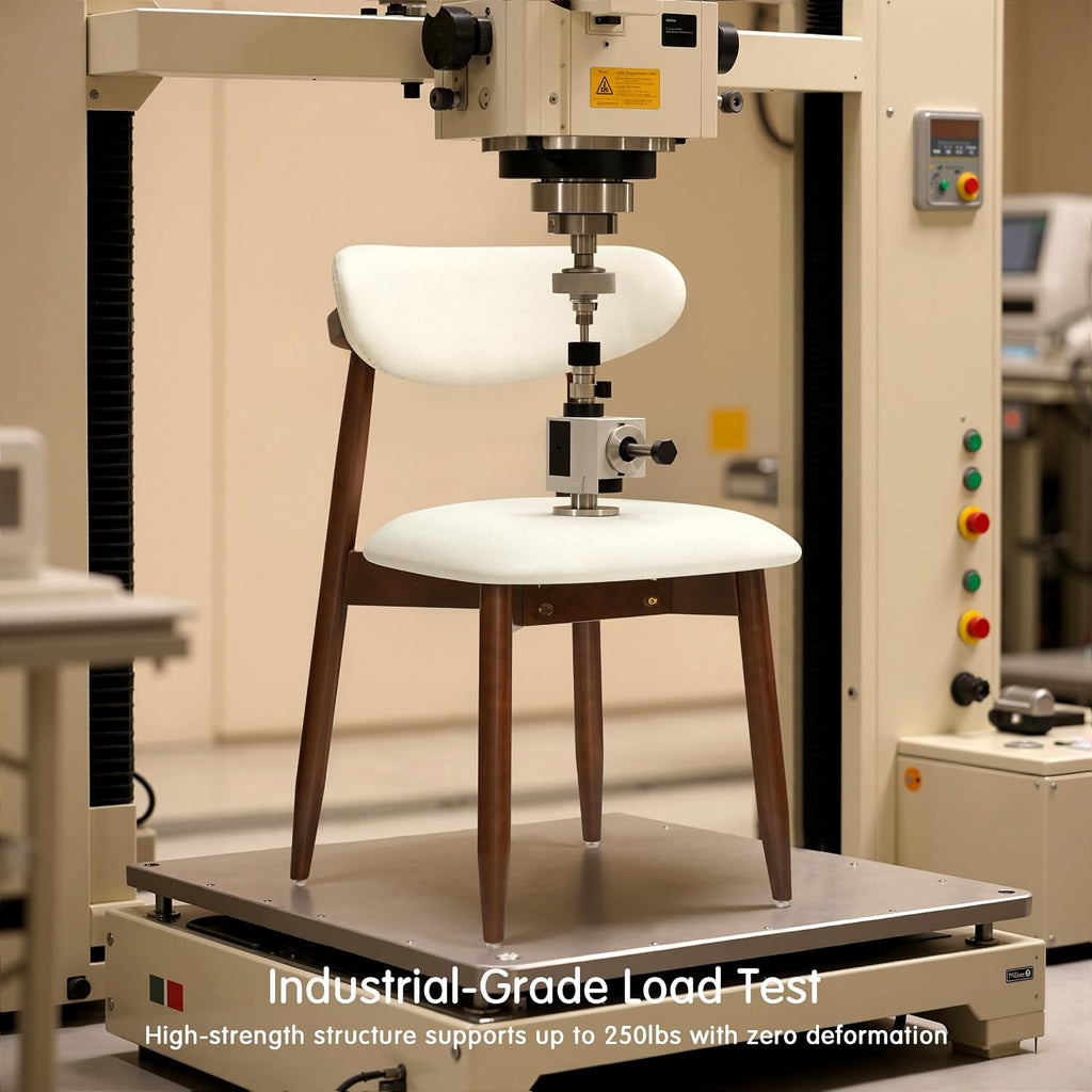 CHUN YI Dining Chairs Set of 4, Upholstered Wooden Dining Room Chairs, Mid Century Modern Fabric Kitchen Chair with Ergonomic Curved Backrest, Beige (Only Chairs)