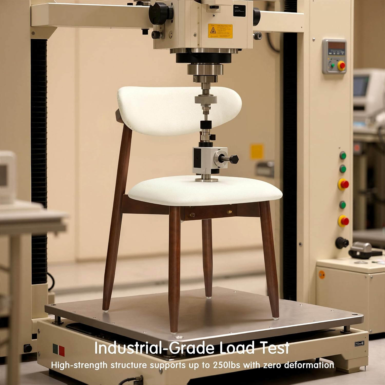 CHUN YI Dining Chairs Set of 4, Upholstered Wooden Dining Room Chairs, Mid Century Modern Fabric Kitchen Chair with Ergonomic Curved Backrest, Beige (Only Chairs)