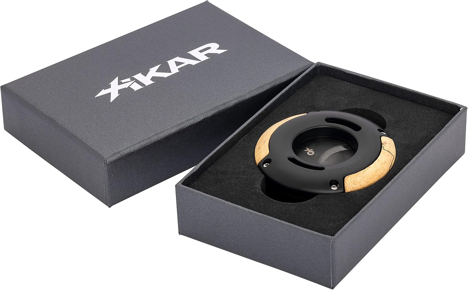 Xikar XO Double Guillotine Cutter, Dual Stainless Steel Blades, 64 RG, Phantom Splated Tamarind