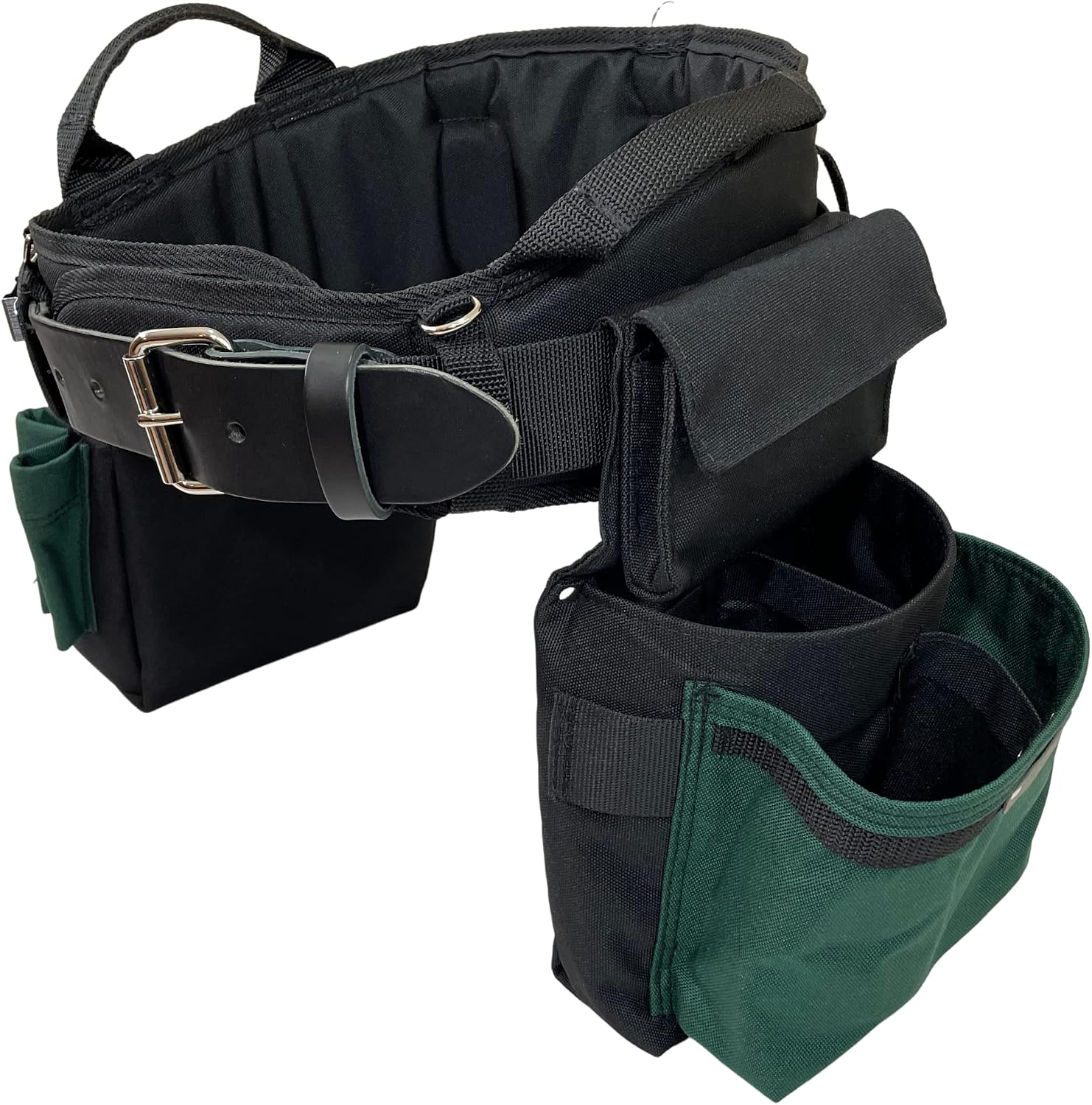 BOULDER BAG Ultimate Electrician's MAX Combo with Comfort Back Support Tool Belt, Leather Belt Buckle, Heavy Duty Tool Belt, Green, (Large 33-36 Inch Waist), Made in USA