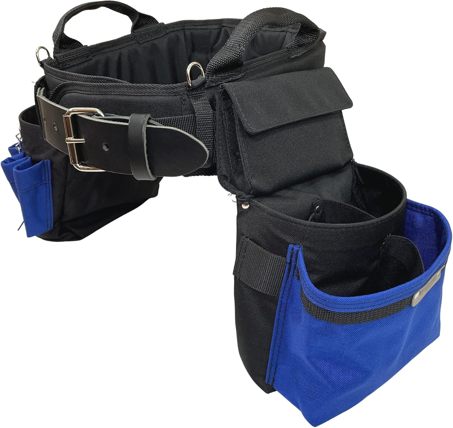 BOULDER BAG Ultimate Electrician's MAX Combo with Comfort Back Support Tool Belt, Leather Belt Buckle, Heavy Duty Work Belt, Blue, (Large 33-436 Inch Waist), Tool Belt Made in USA