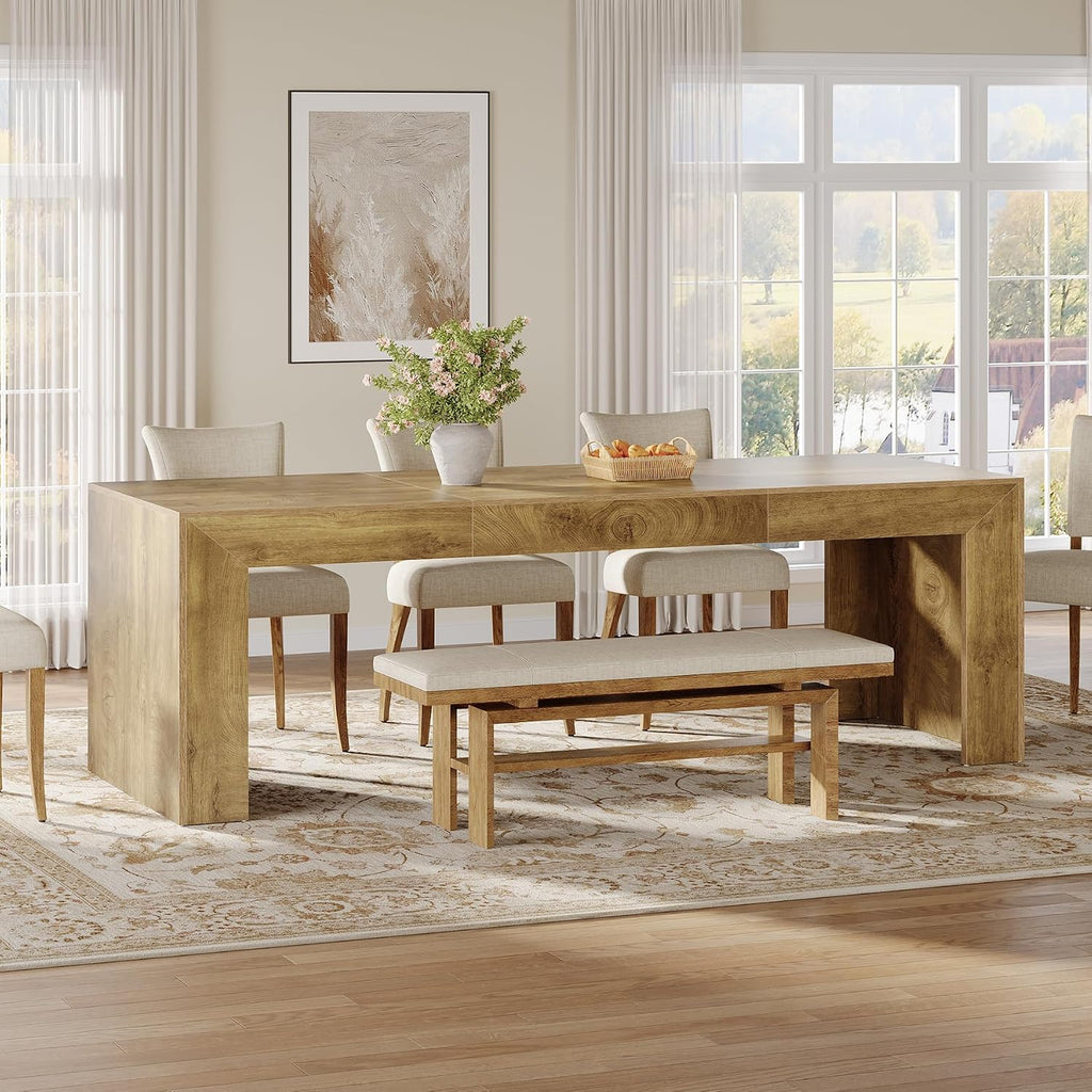 Tribesigns Extra Long Dining Table for 6-8 People, 78.7-Inch Rectangular Kitchen Table with Wooden Tabletop and Legs for Kitchen, Dining Room, Living Room, Heavy Duty, Brown