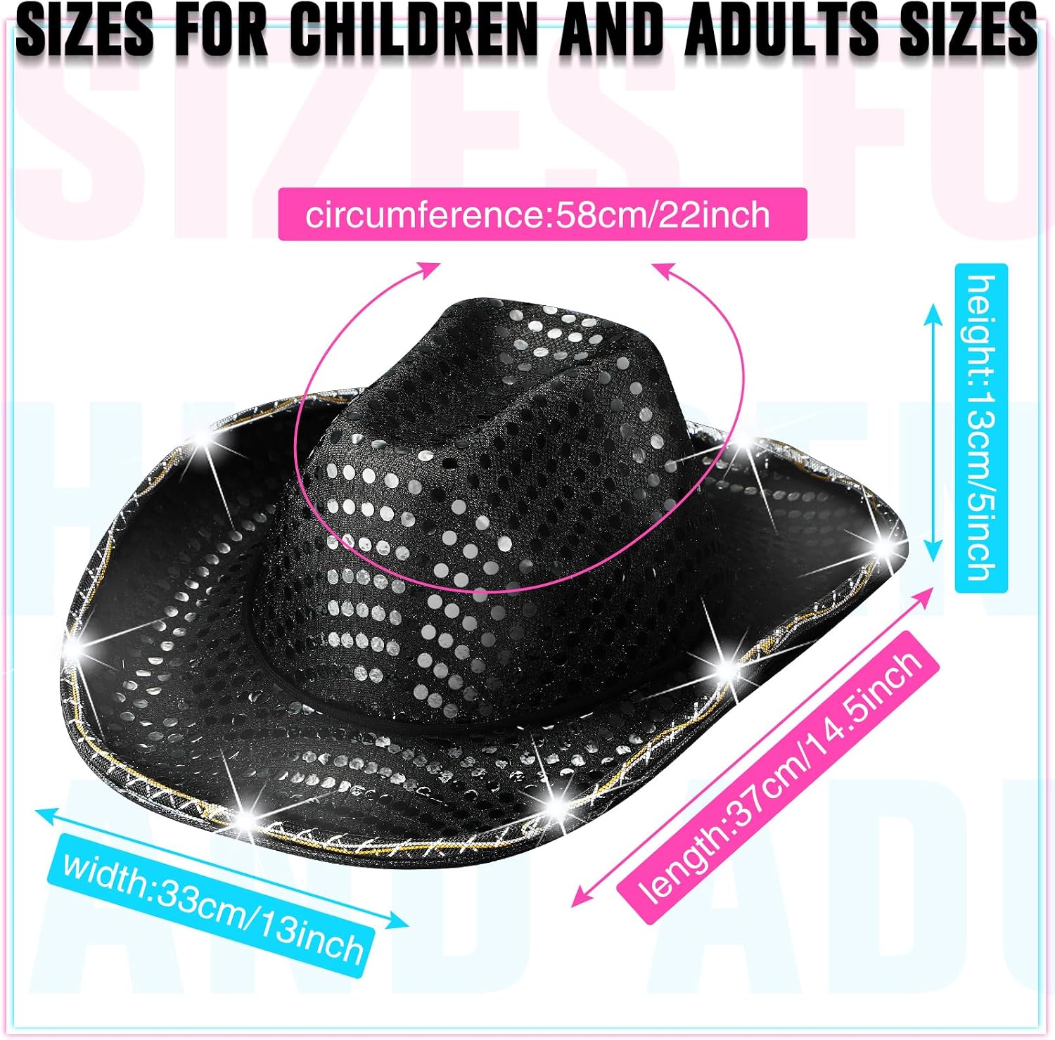 Tisancy 20 Pack Lights Cowboy Cowgirl Hat LED Flashing Light Up Hat for Western Bachelorette Party Wedding Bridal