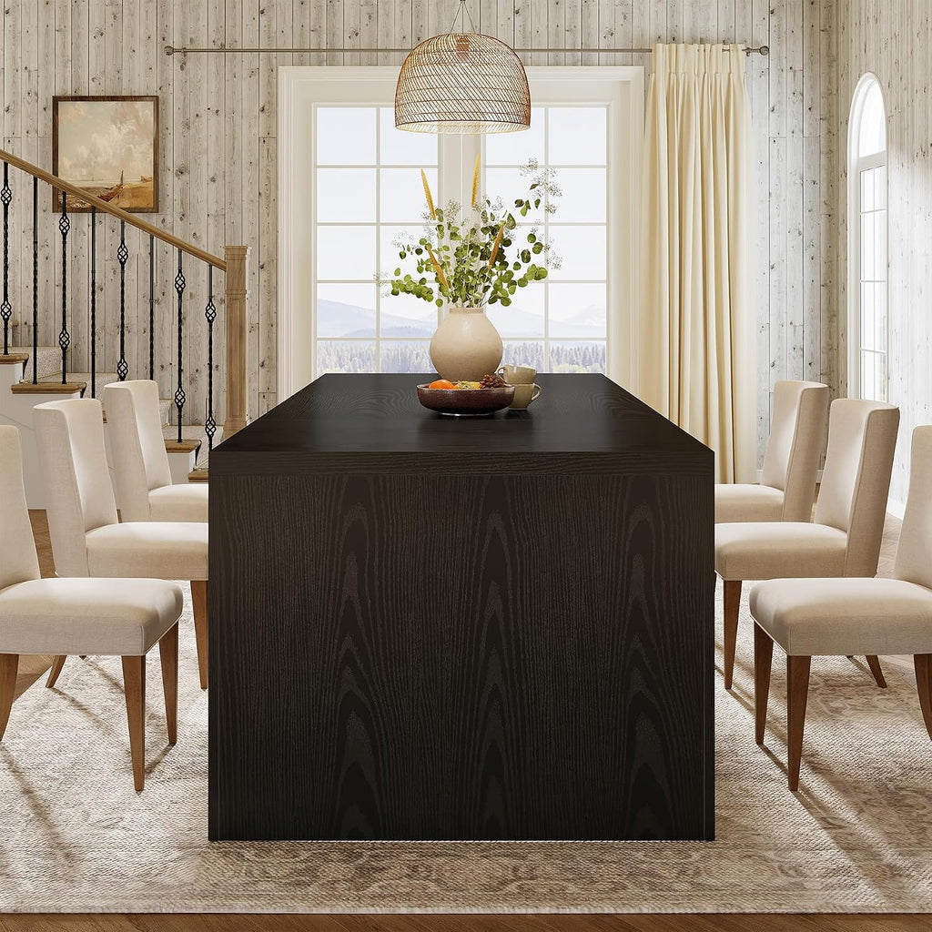 Tribesigns Large Dining Table for 6-8 People, 70.9' Rustic Wooden Kitchen Dinner Table, Rectangle Dining Table with Sturdy Frame for Kitchen, Dining Room, Black