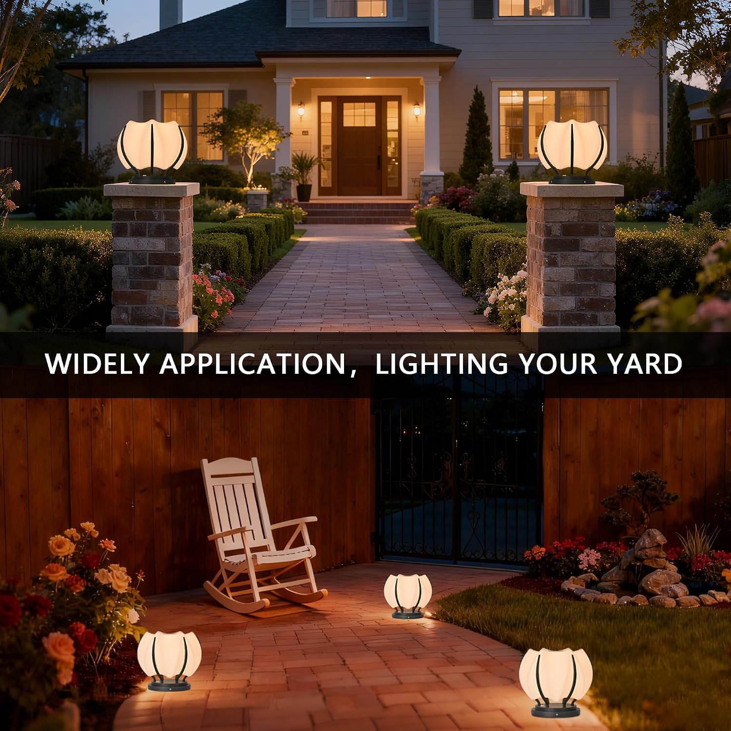 Solar Post Lights, IP54 Modern Pillar Light, Waterproof Column Lamp Outdoor, Dusk to Dawn Solar Post Cap Light with 3200K LED,Fence Deck Cap Lights for Garden Deck Patio Outside Lighting (Flower)