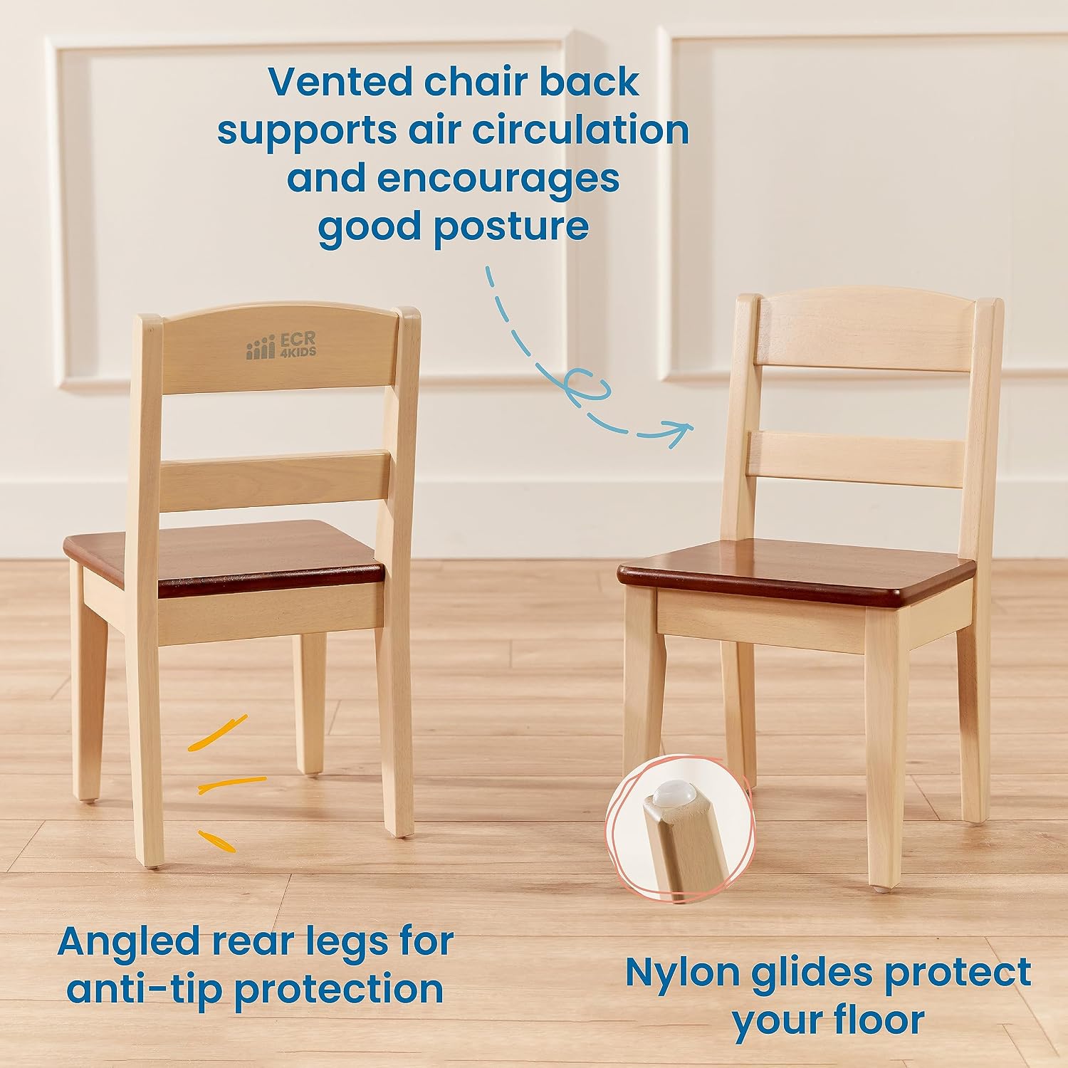 ECR4Kids Hideaway Table and Chair Set, Kids Furniture, Dark Walnut/Antique White, 3-Piece