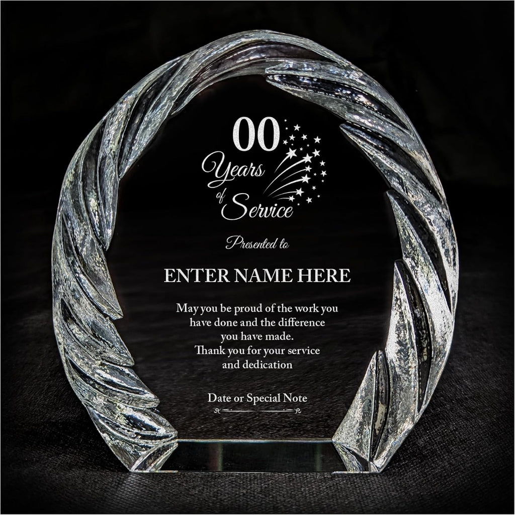 Personalized Acrylic Retirement Gifts For Men and Women, Laser Engraved Custom Trophy for Service Recognition, Years Of Service Retirement Trophy Award for Boss, Employee, Teacher (Oval Crystal)