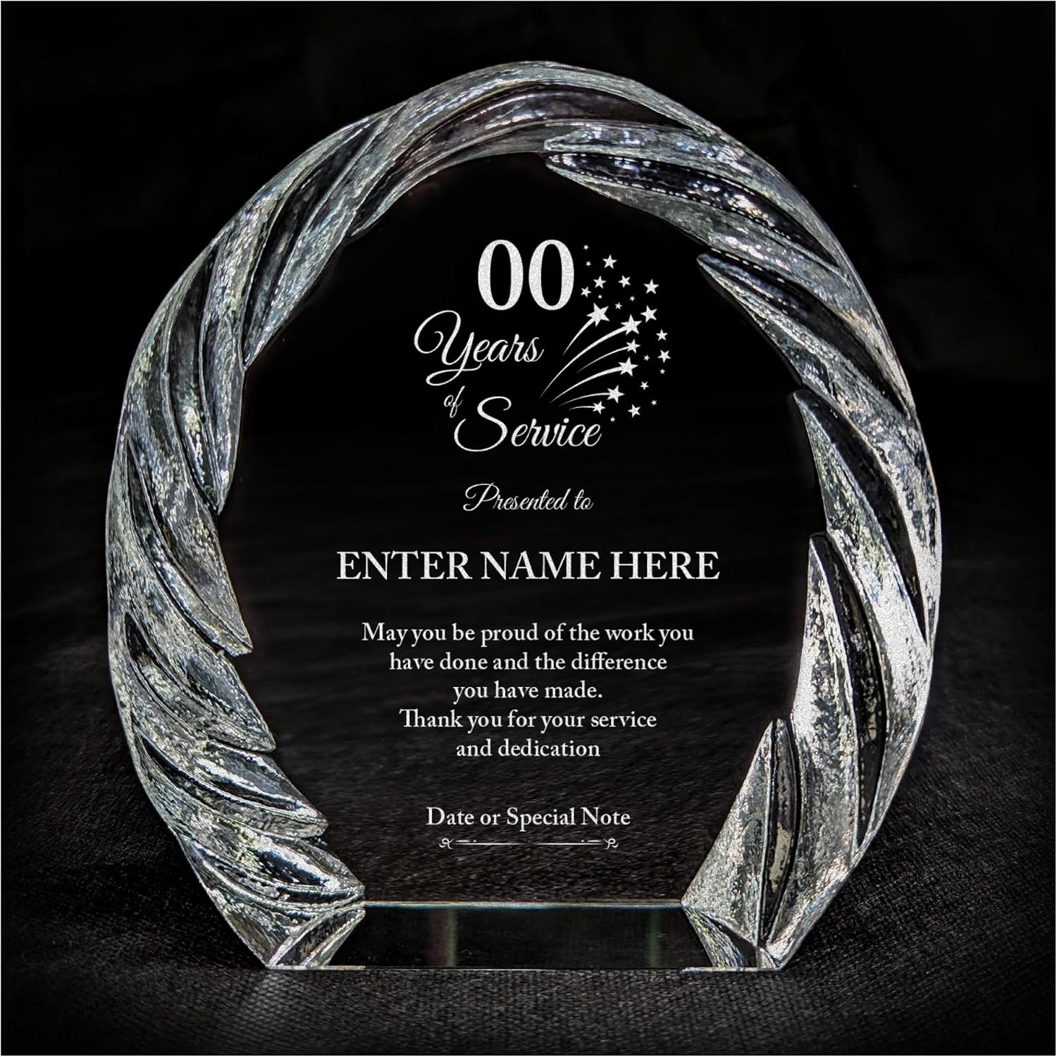 Personalized Acrylic Retirement Gifts For Men and Women, Laser Engraved Custom Trophy for Service Recognition, Years Of Service Retirement Trophy Award for Boss, Employee, Teacher (Oval Crystal)