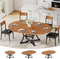 Itaar Round Extendable Dining Table Set for 4-6 People, 5-Piece Kitchen Table Set with 4 Cushion Chairs, Dining Room Table for 6 with MDF Board & Metal Frame for Small Space, Easy Clean, Brown
