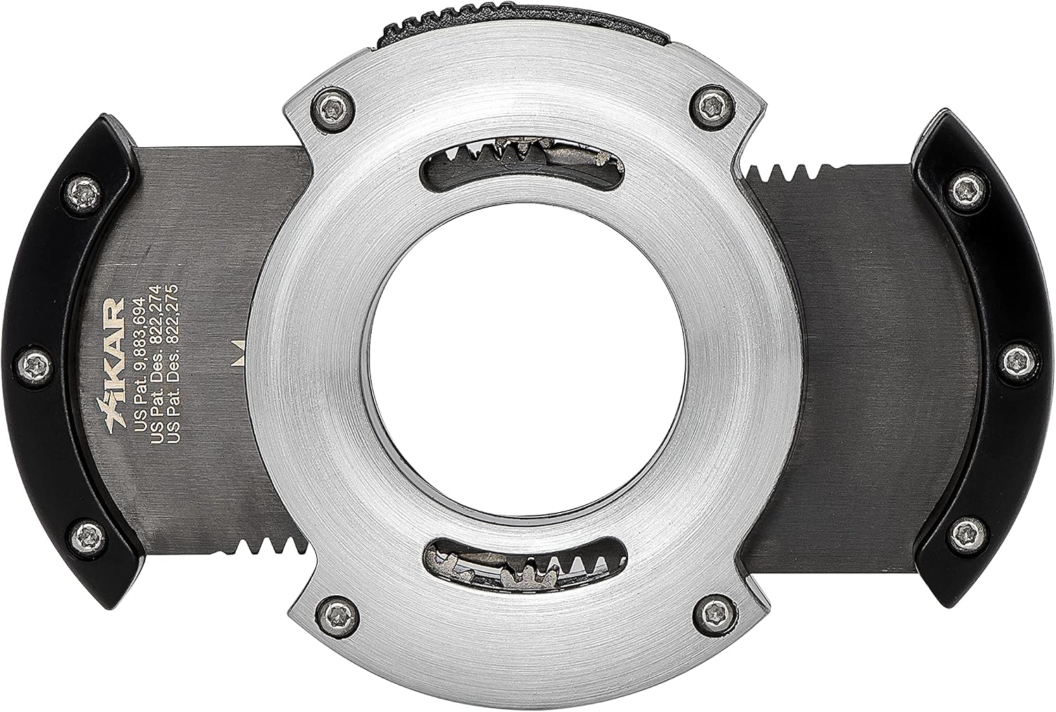Xikar XO Double Guillotine Cigar Cutter, Dual Stainless Steel Blades, 64 RG, Black Blades (Silver and Black)