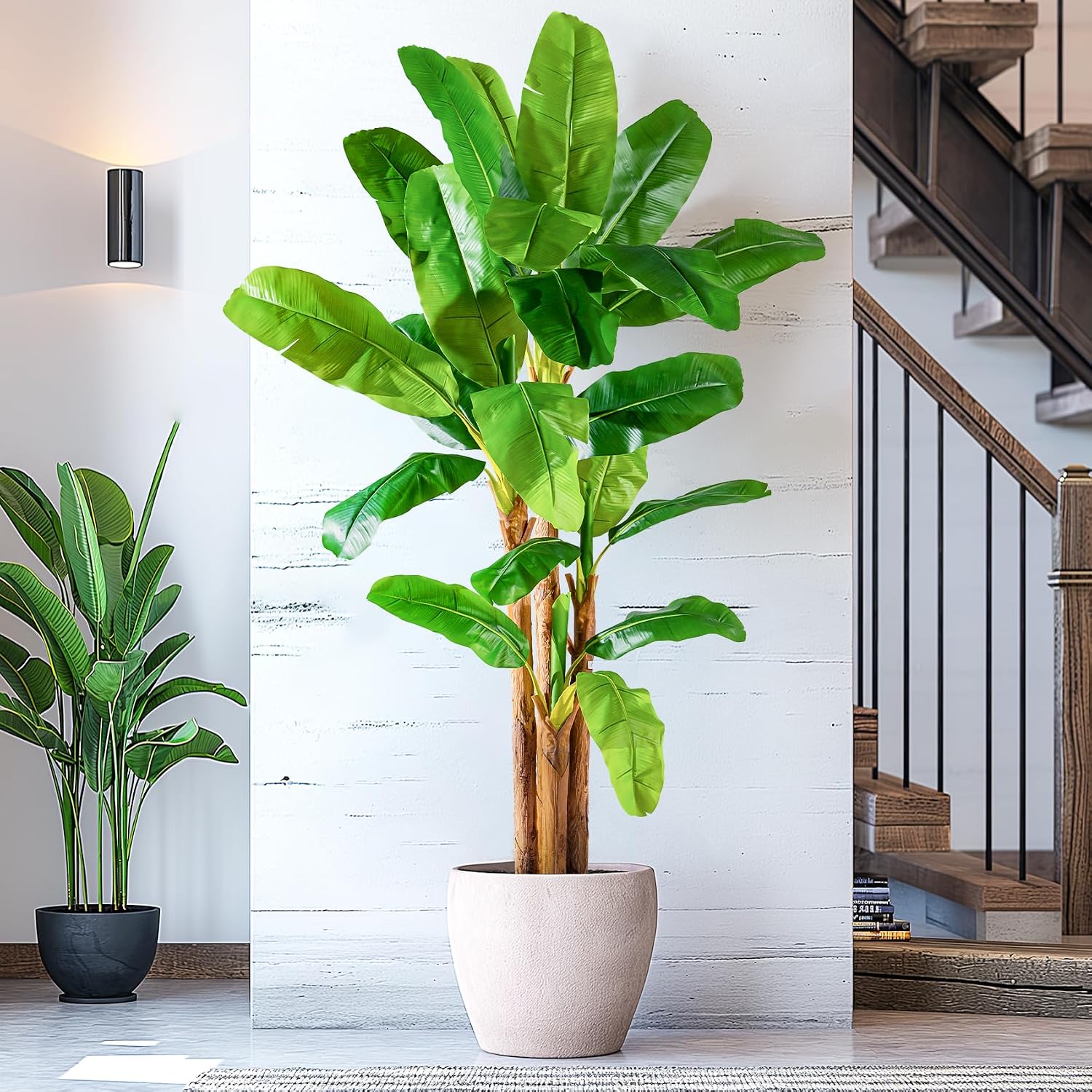 Erimda 9FT Artificial Banana Tree Tall Fake Banana Leaf Plant Faux Banana Silk Tree Faux Banana Leaves for Home Swimming Pool Indoor Outdoor Patio Tropical Decor
