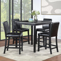 LUMISOL Dining Table Set for 4, 5-Piece Solid Wood Counter Height Kitchen Table Set with 4 Upholstered Chairs for Kitchen, Dining Room, Home Bar, Black