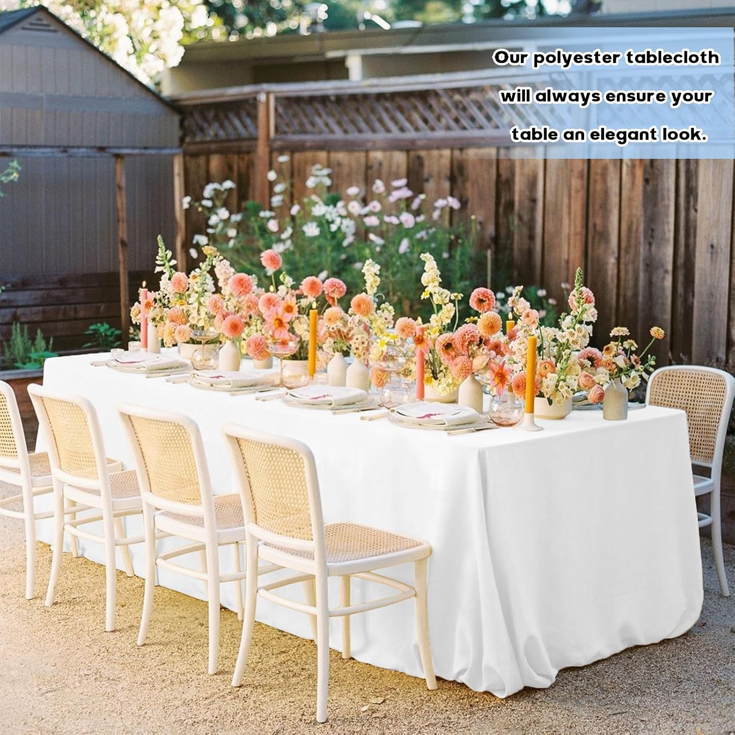 Pesonlook 12 Pack White Polyester Tablecloth-90 x 156 Inch White Rectangle Tablecloth for 8 Ft Rectangle Tables,Washable Fabric Table Cover for Wedding/Buffet Party/Dining Table/Events