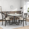 LUMISOL 5-Piece Dining Table Set, Faux Marble Round Dining Table Set with Chairs for 4, Wood Kitchen Dining Room Table Set for Small Space, Sturdy Support, Muddy Gray