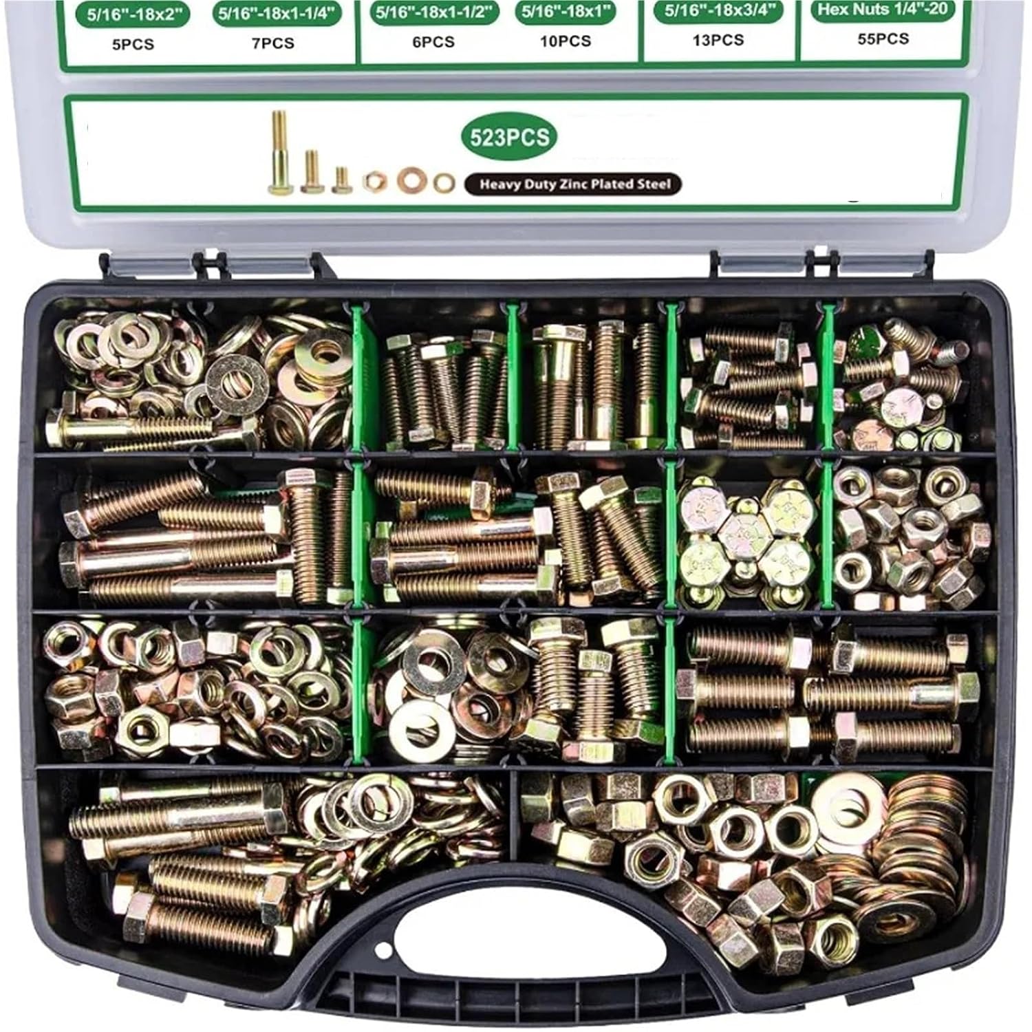 Bolt and Nut Set Grade 8 Heavy Duty Bolt Kit for Equipment Repair(523pcs Gold)