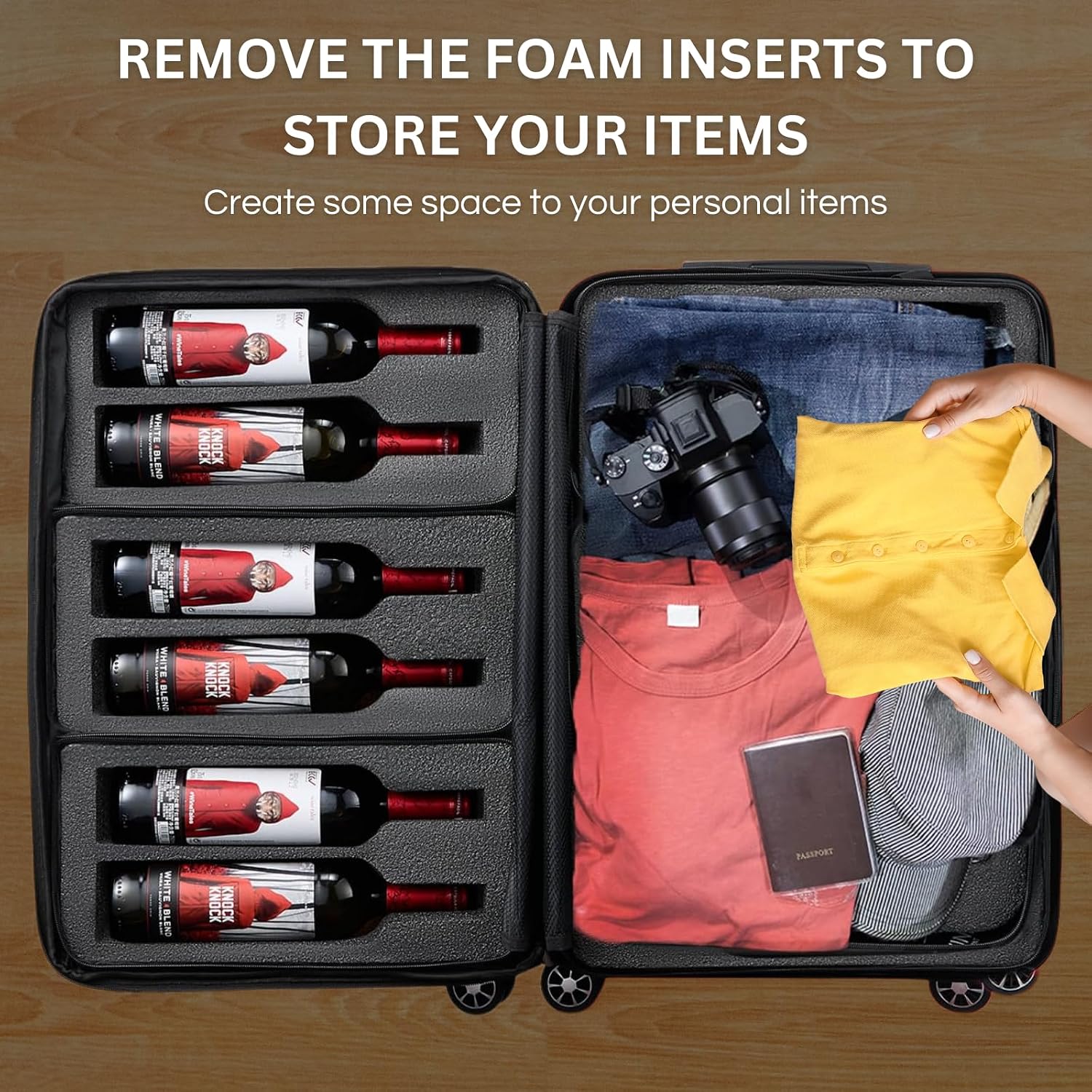Wine Bottle Suitcase | Holds 12 Standard 750 ML Size Bottles | Universal Airplane Luggage Case, TSA Approved Wheeled Bag For Professionals and Consumers, Gift For Wine Lovers & Connoisseurs