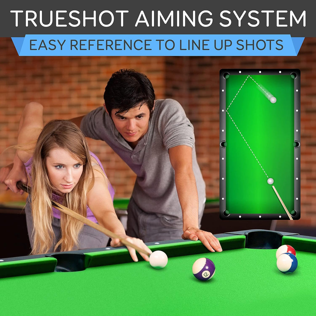 SereneLife 6-Ft Folding Pool Table - Best in Stability - Steel Frame, Fully Supported Slate, Welded Leg Supports with Safety Anti Collapse Locks, 128LB Heavy Duty Billiard Game and Accessory Set