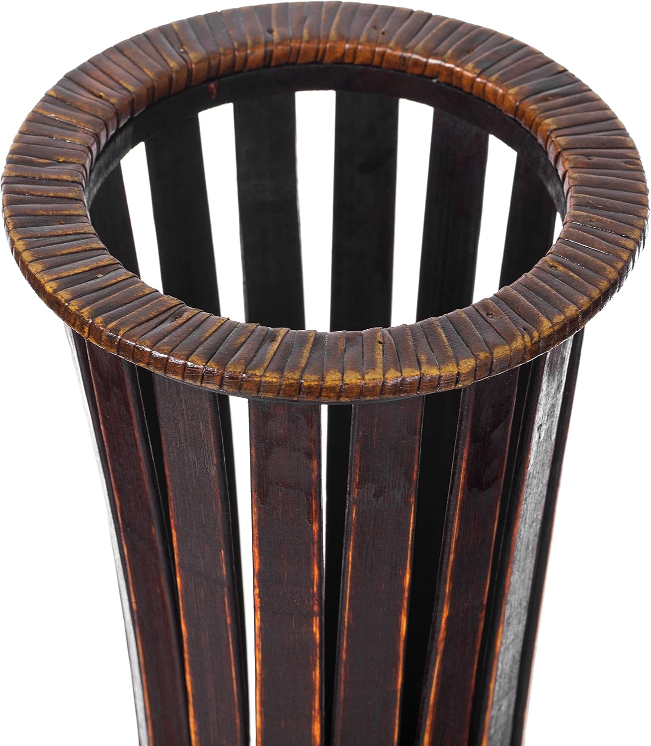 Antique Trumpet Style Brown Bamboo Floor Vase - 36-inch-Tall Decorative Vase for Entryway or Living Room - Vintage-Inspired Home Decor Accent - Elegant Tall Vase for Rustic Interiors