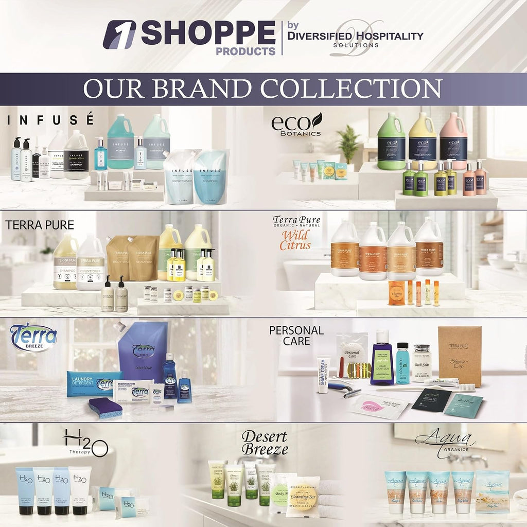 Spa Collection Gallon & Dispenser Set | 1-Shoppe Amenities Kit | Shampoo, Conditioner, Body Wash | Refillable 10.14 oz Pump Bottles