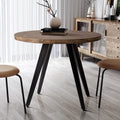 Round Dining Table, Small Dining Table for 2, 31.5' Round Table, Mid-Century Modern Kitchen Table with 1.4' Thickness Wood Grain Tabletop for or Small Space, Dining Room, Kitchen, Rustic Brown