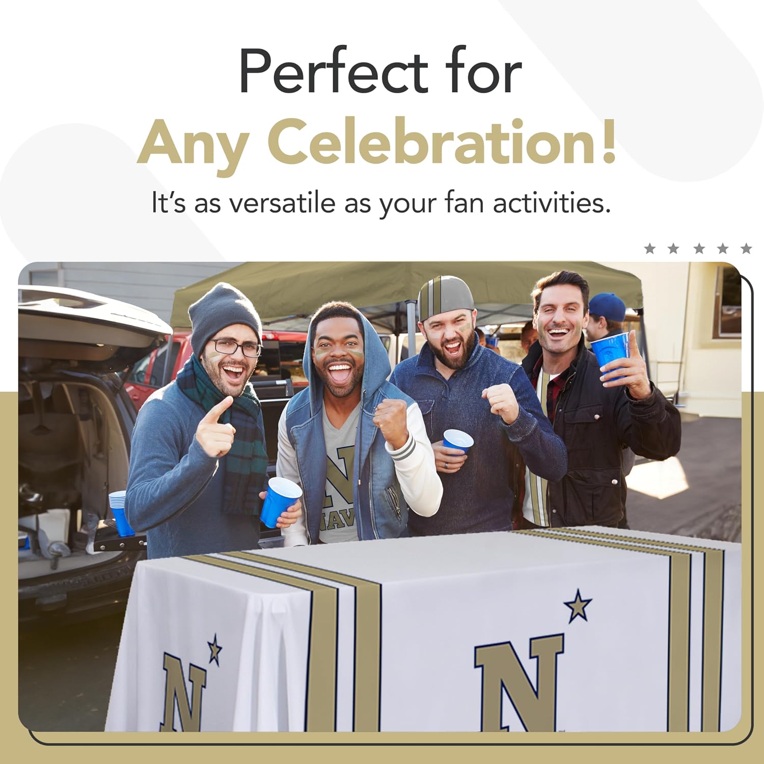 Victory Corps Navy Midshipmen College Sports Printed Table Throw - NCAA Licensed - Polyester - School Tablecloth (Navy Blue, Gold) (6' Draped)