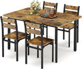 Recaceik Dining Table Set for 4 Wood Kitchen Table Chairs Set, 43 '' Farmhouse 5 Piece Dining Room Table Set, Space-Saving Dinette Set for Breakfast Nook, Apartment