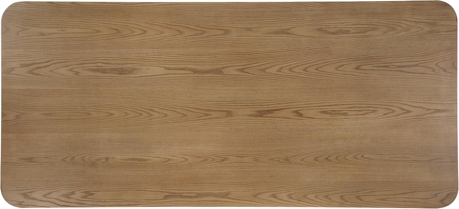 95'' Widen Rectangular Dining Table Rustic Wood Kitchen Dinner Table, Retro Modern Mid-Century Style, Sturdy Pedestals Base, Oak