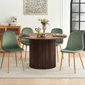 Dining Table Set for 4, Mid Century Modern 47 Inch Wooden Round Dining Table Set, Space Saving (Table + 4 Green Chairs)