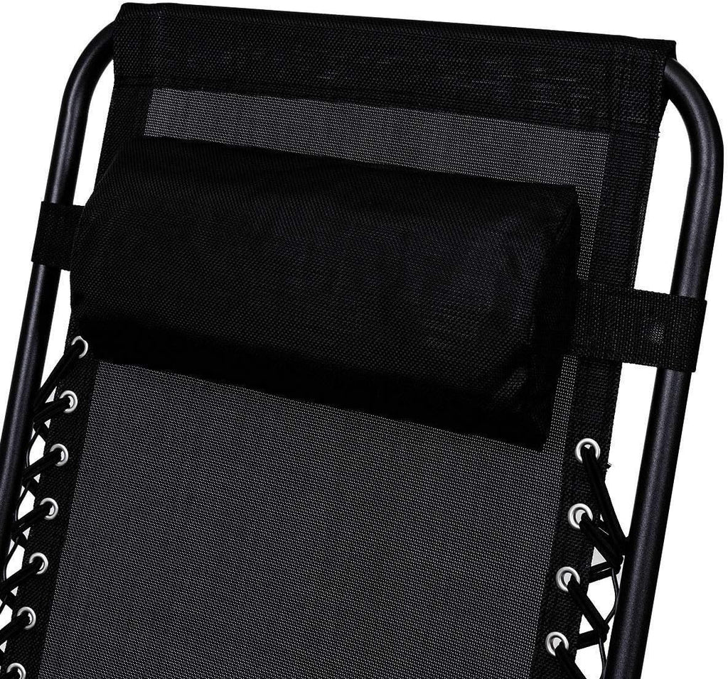 Folding Zero Gravity Recliner Lounge Chairs Table Set Camping Beach Black 3 pcs