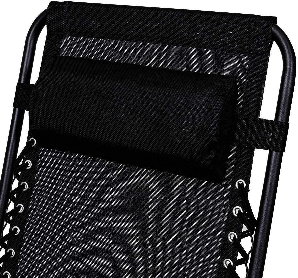 Folding Zero Gravity Recliner Lounge Chairs Table Set Camping Beach Black 3 pcs