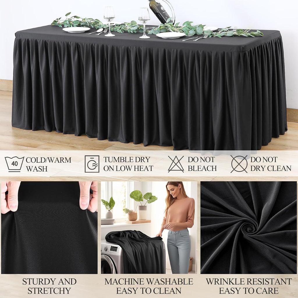 Shillance 6 Pack Black Table Clothes for 6 Foot Rectangle Tables, Premium Polyester Rectangle Tablecloth Wrinkle Resistant Washable Patio Table Cover for Party, Wedding, Banquet and Birthday