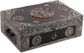 NOVICA Nickel Repousse Mango Wood Jewelry Box with Glass Accents, 'Antique Sophistication'