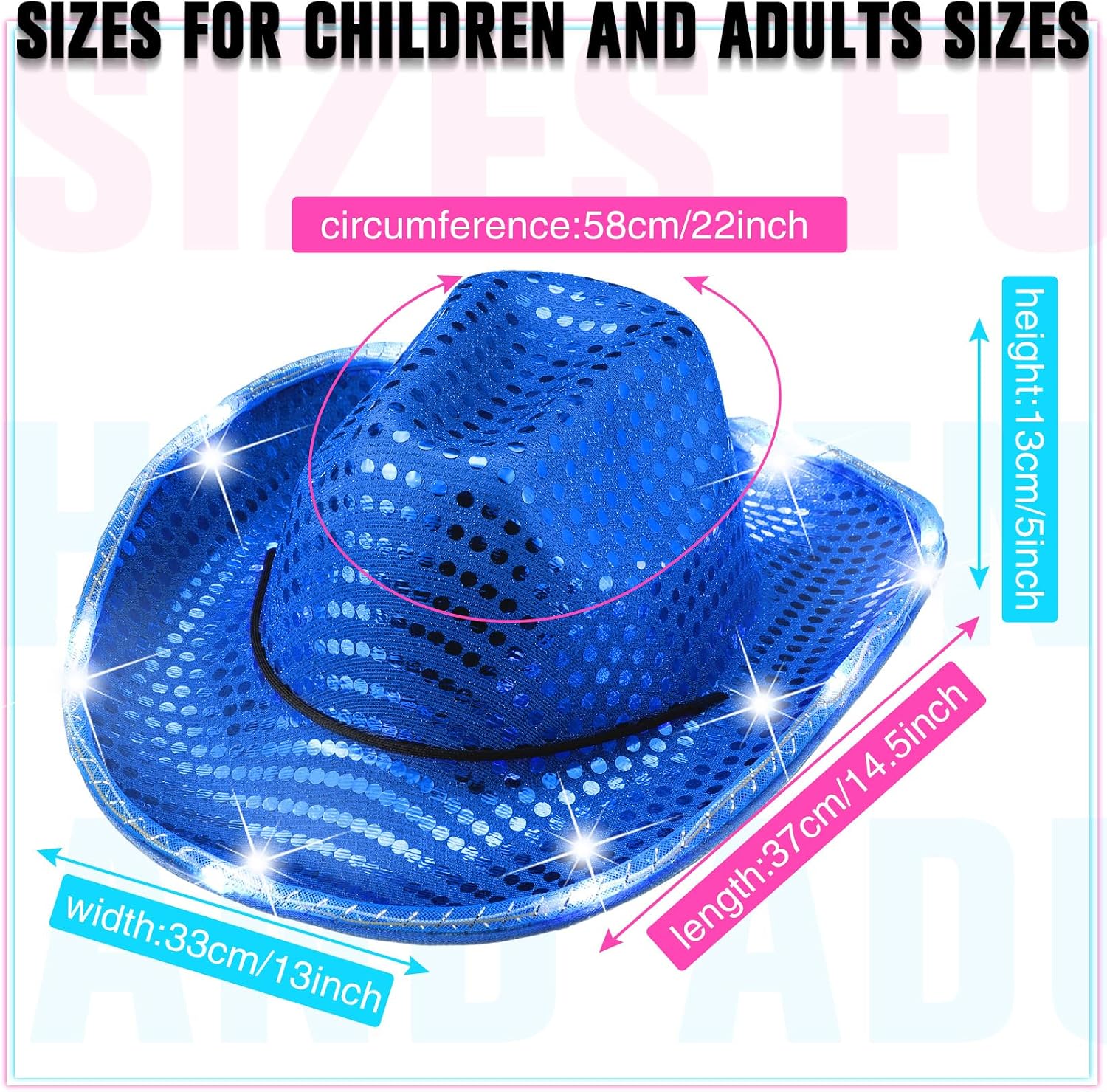 Tisancy 20 Pack Lights Cowboy Cowgirl Hat LED Flashing Light Up Hat for Western Bachelorette Party Wedding Bridal