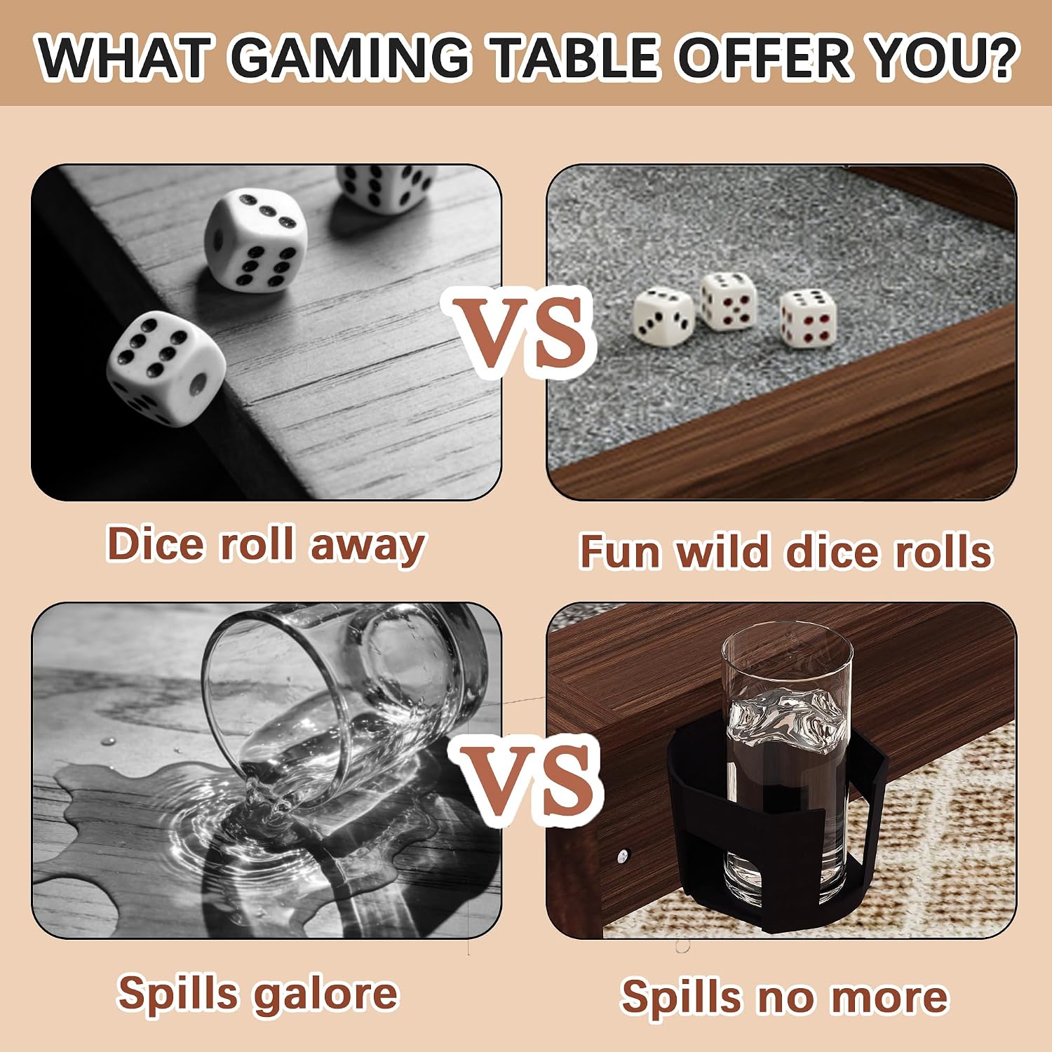 63'x40' Board Game Table with Rotating Cup Holders for 4 Players, Gaming Dining Table with Removable Table Top & Non-Slip Play Mat, Multifunctional Table with for DND/Poker/Mahjong/Card Games