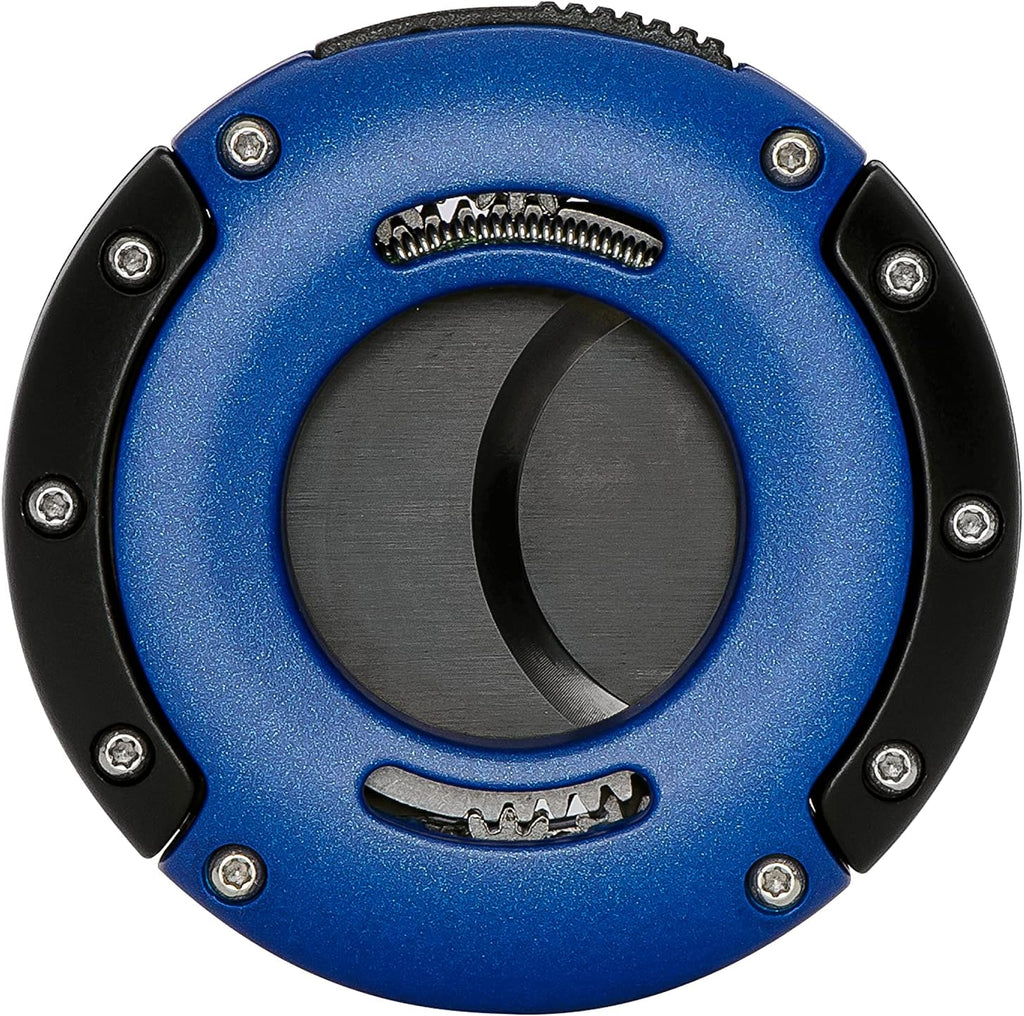Xikar XO Double Guillotine Cigar Cutter, Dual Stainless Steel Blades, 64 RG, Black and Blue with Black Blades