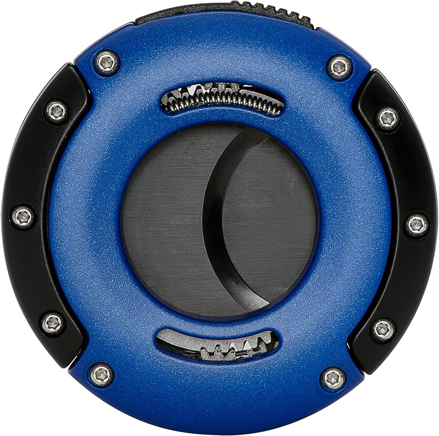 Xikar XO Double Guillotine Cigar Cutter, Dual Stainless Steel Blades, 64 RG, Black and Blue with Black Blades