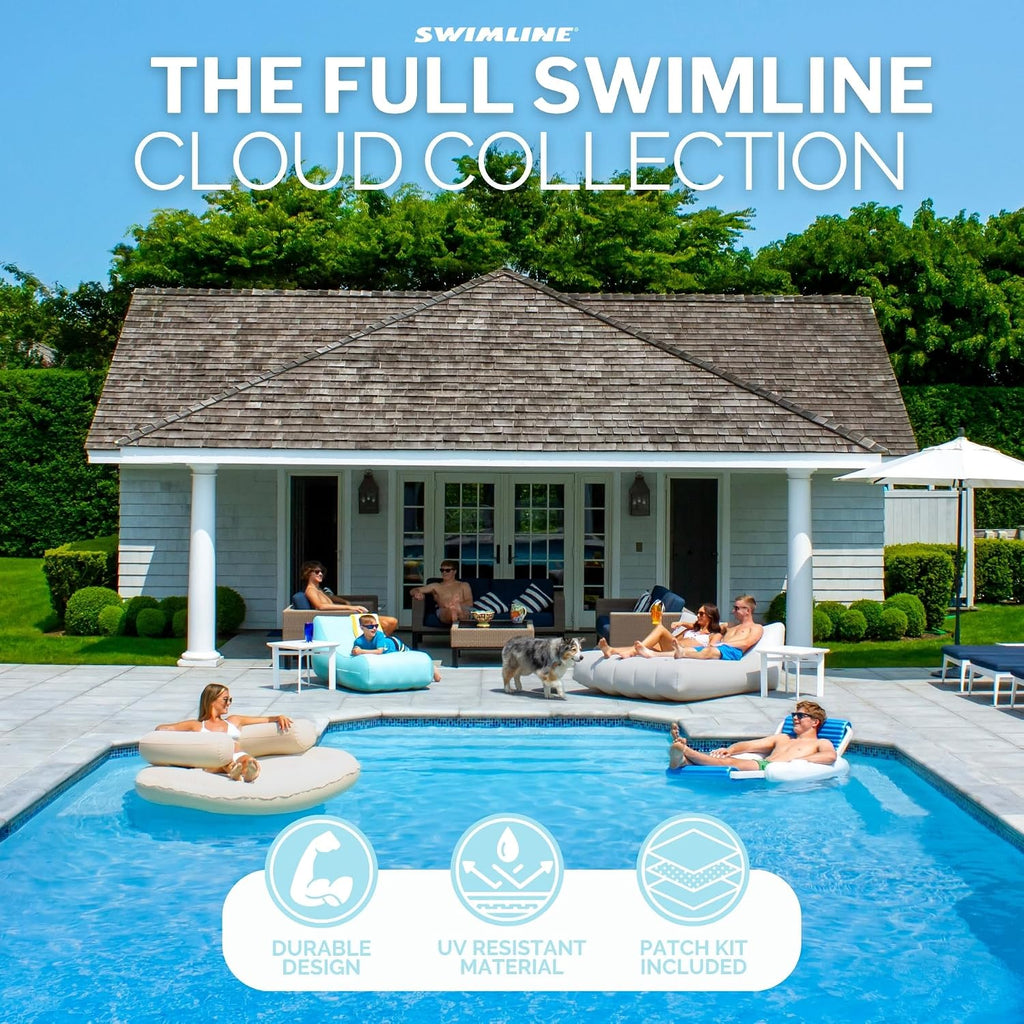 SWIMLINE Original Cloud Chaise Pool Lake Float Lounger Raft for Adults & Kids | Comfortable Fabric Foam Texture for Floating & Backyard Lounging | Connect Multi Floats W/Bungee System (Pack of 6)