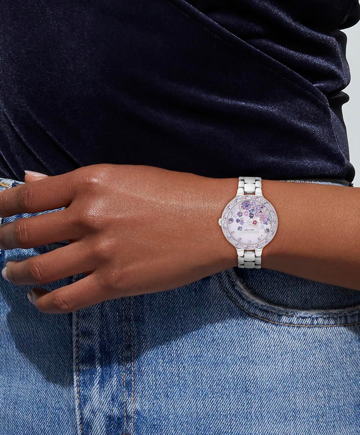 Coach Chelsea Women's 2H Quartz Watch - 36mm Stainless Steel Bracelet - Crystal-Set Bezel with Floral Design - Premium Fashion Timepiece - Gift for Her