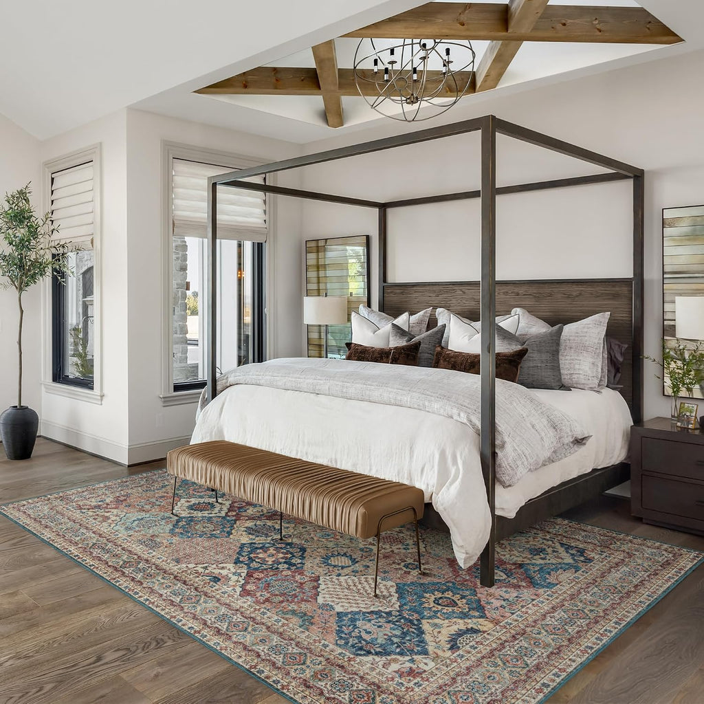 Gertmenian Indoor Boho Area Rug - 8x10 Large, Non Slip, Super Strong, Ideal for High Traffic Areas in Bedroom, Living Room, Kitchen - Cinzia, Bronze, 28508