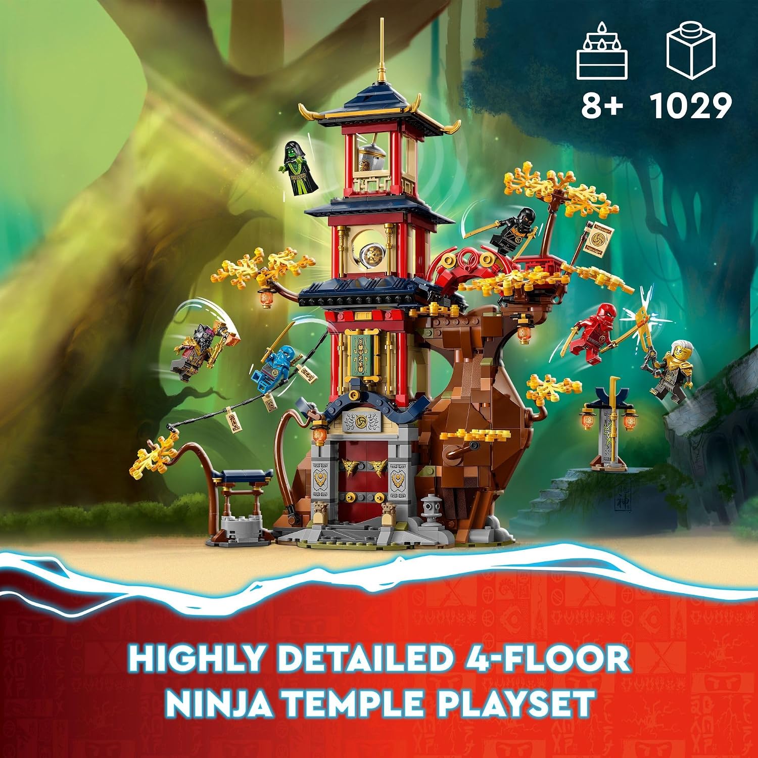 LEGO NINJAGO Temple of The Dragon Energy Cores 71795, Building Toy with a NINJAGO Temple and 6 Minifigures Including Cole, Kai and NYA' Gift for Kids Ages 8+ Who Love Buildable Ninja Playsets
