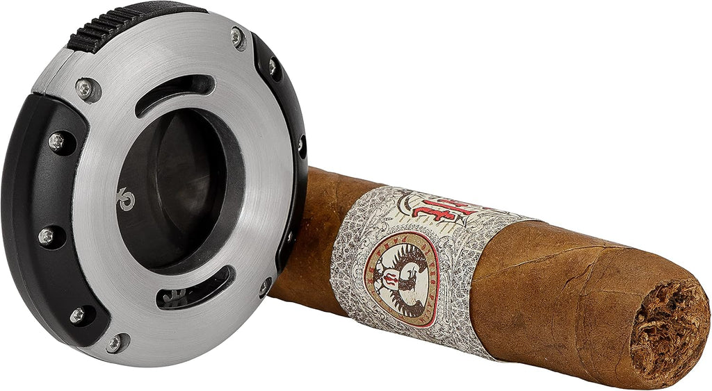 Xikar XO Double Guillotine Cigar Cutter, Dual Stainless Steel Blades, 64 RG, Black Blades (Silver and Black)