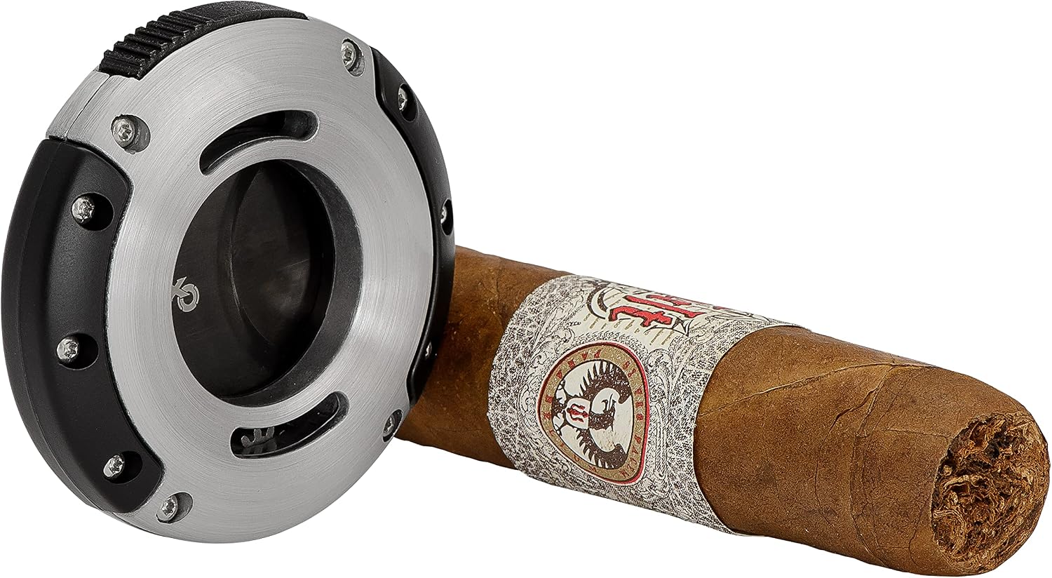 Xikar XO Double Guillotine Cigar Cutter, Dual Stainless Steel Blades, 64 RG, Black Blades (Silver and Black)