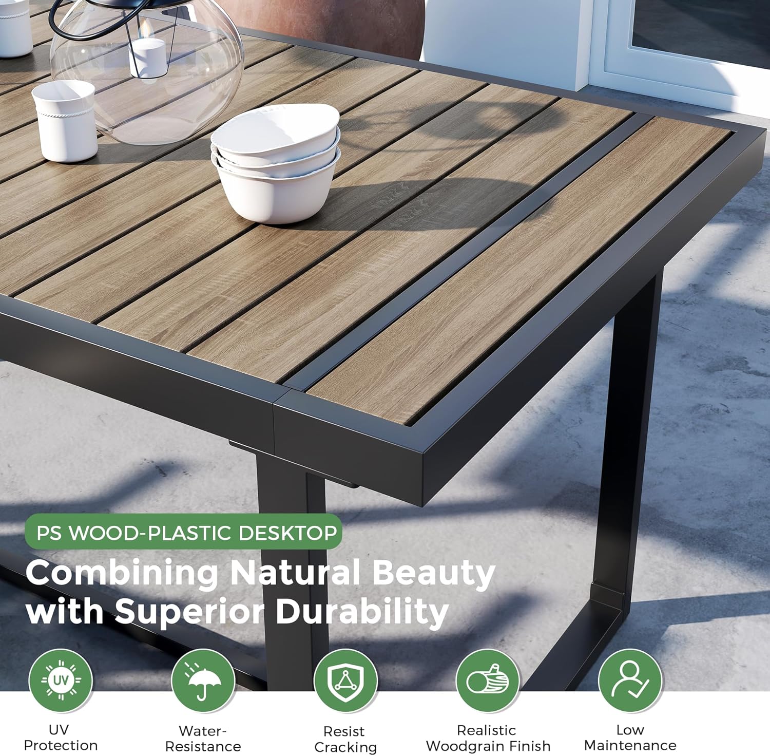 Jocoevol 7 Piece Patio Dining Set for 6, Outdoor Furniture Set Includes 67' Rectangle Patio Table and 6 Textilene Dining Chairs, Outdoor Table and Chairs for Outsides, Backyard, Garden and Poolside