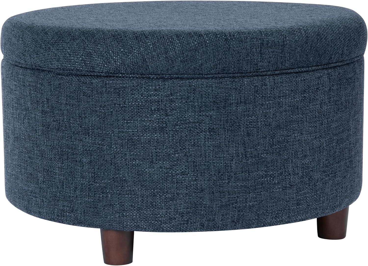 HomePop Round Storage Ottoman - Textured Navy