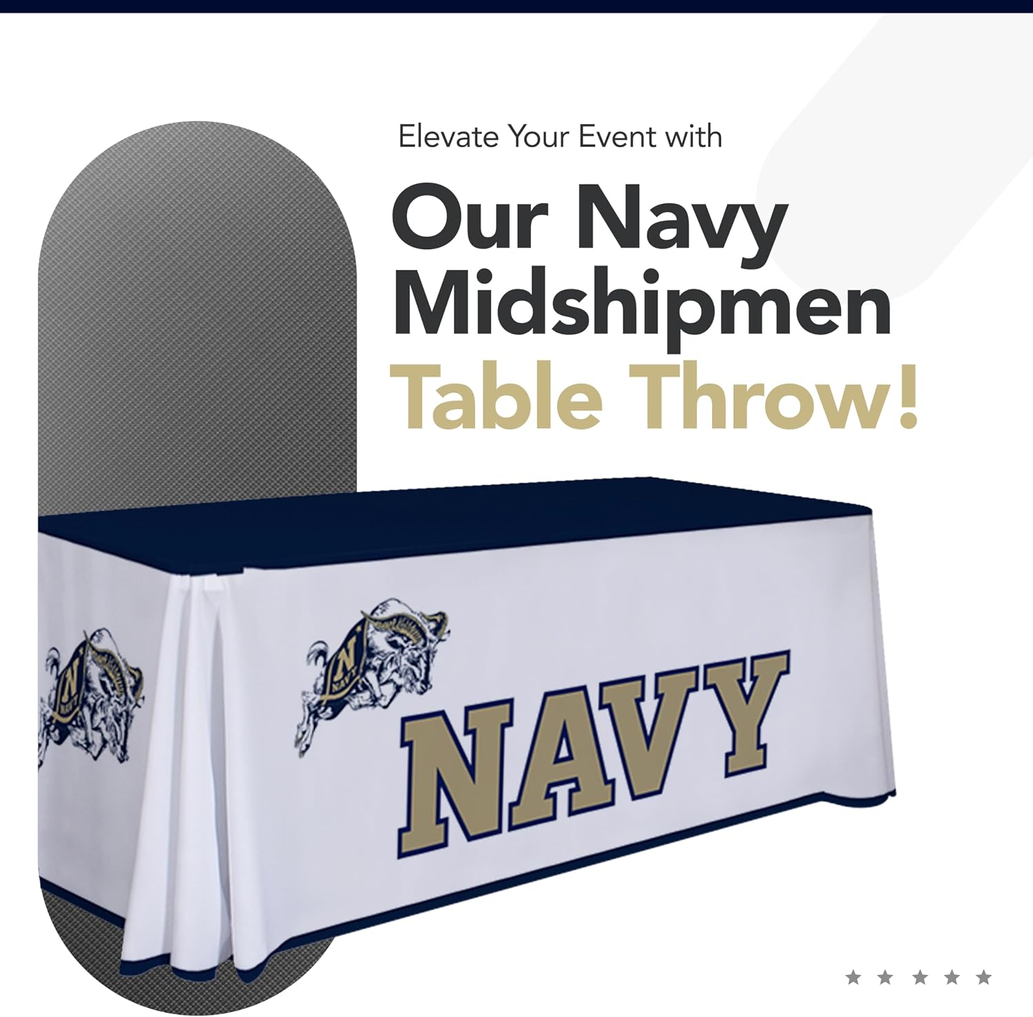 Victory Corps Navy Midshipmen College Sports Printed Table Throw - NCAA Licensed - Polyester - School Tablecloth (6' Draped) (Navy Blue)